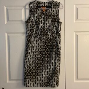 Tory Burch Navy and White Graphic Sleeveless Dress Size 10